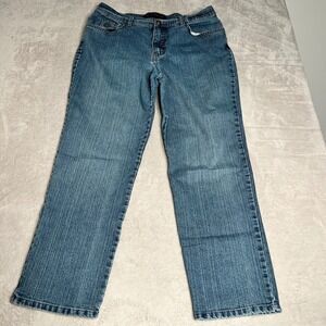 Gloria Vanderbilt Womens Size 14 Short Jeans Blue Denim Straight Leg Embellished